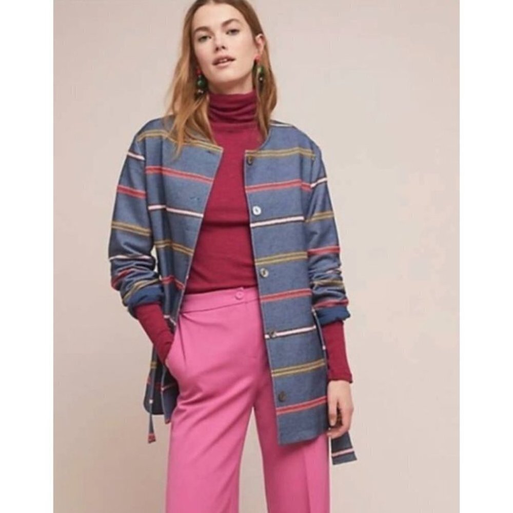 NWT Anthropologie + Dolan  Left Coast Picadilly Striped Coat M